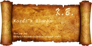 Kozák Bianka névjegykártya
